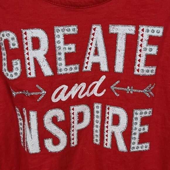 Justice Red Glitter Tank Top Create Inspire Girls 8 Tee Shirt Sleeveless Casual - Picture 3 of 9